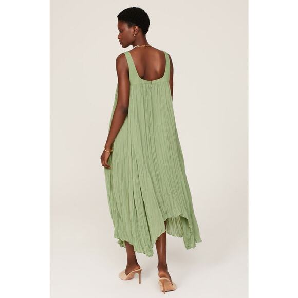 BIBHU MOHAPATRA Green Flowy Empire Maxi Shift Style Sleeveless Dress Size 2 - Picture 4 of 16